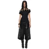 Top Asimétrico con Escote de Anillo Metálico, Diseño de Nicho Gótico Oscuro, Camiseta Negra de Manga Corta Ajustada, Estilo Europeo y Americano