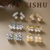 Brincos de estrela com pérola e zircônia pequena, moda europeia e americana, agulha de prata s925, luxo leve, brincos femininos versáteis de alta qualidade