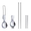 Vajilla plegable de acero inoxidable para el hogar, cuchara, palillos al por mayor, lonchera con regalo, cuchara portátil para estudiantes al por mayor