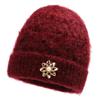 Chapéu de Idosos Feminino Outono e Inverno Novo Tricô All-match Moda Chapéu de Mãe Chapéu de Meia-idade e Idosos Grosso Forrado de Lã Quente