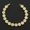 Pulsera de cadena cubana de flor de ciruelo con diamantes completos para hombres y mujeres hipster dominantes hiphop europea y americana hip hop rap pulsera