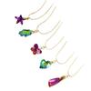 Moda verão colorido vidro borboleta estrela do mar amor clavícula pingente delicado colar fino de aço inoxidável cor de retenção de jóias