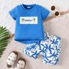 Traje de Verano para Niños, Estilo Casual de Playa, Traje de Manga Corta con Cuello Redondo para Niños Pequeños, Suministro Exclusivo Transfronterizo para Trajes de Niños