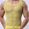 Camiseta de malla para hombre, sexy, de seda helada, transpirable, deportiva, sin mangas, fina, de verano