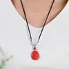 Collar con Colgante de Arenisca Roja Cinnabar de Alto Contenido para Mayorista, Guan Gong, Guan Yu, Guan Er Ye, Cadena para Suéter