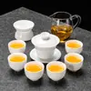 2026 Nuevo Modelo Porcelana de Jade Grasa de Oveja Juego de Té Kung Fu para Uso Doméstico, Incluye Gaiwan, Taza de Té y Mesa de Té, Juego de Tres Piezas