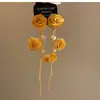 Rama de Flor Sueño Flotante Pendientes Súper Hada con Circonita Brillante Color Rosa Pendientes Largos con Borla Lujo Ligero Pendientes Elegantes de Alta Gama para Mujer