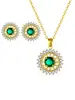 [Set] Moda Elegante Lujo Ligero Zirconio Completo Industria Pesada Diamante Cuadrado Chapado en Oro Real Cobre Microincrustado Set de Pendientes y Collar