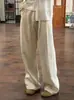 Pantalones de pierna ancha fluidos de lino Tencel para hombre, de verano, finos, de lyocell, estilo "Old Money", relajados, casual de alta gama