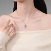 Colgante Transfronterizo Japonés y Coreano de Plata de Ley S925 Lleno de Diamantes Moissanita, Collar de Cruz Simple y Moderno, Collar de Moissanita para Mujeres