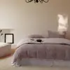 Juego de Cama de Invierno Cálido de Terciopelo de Leche de Clase A de Cuatro Piezas, Funda Nórdica Gruesa de Bloques de Color de Alta Gama para Cama de 1.2 m, Gris Púrpura