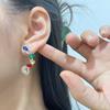 Pendientes de botón de plata S925 con forma de lágrima de color diamante para mujer, geométricos, de lujo ligero, nicho, con temperamento, diseño moderno, de alta gama