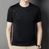 Camiseta de Manga Corta de Seda Helada Transfronteriza para Hombre, Verano, Delgada, Transpirable, Cuello Redondo, Informal, Manga Media, Tops Elegantes para Hombres Jóvenes