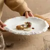 Horno de Fábrica Cambio Cerámica Plato de Comida Occidental Plato para Bistec Plato Creativo Vajilla de Hotel Plato de Disco con Patrón de Roca Plato Bajo con Borde