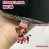 Plug de Pó para Celular Cruzado 2D Plano de Acrílico Ornamento Tipo Pingente de Gato Fofo Interface Oval Tipo-C Desenho Animado
