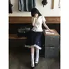 En StockRegalo de NieveConjunto de Uniforme Escolar Estilo Japonés con Camisa con Ribete de Encaje Blanco y Falda Plisada