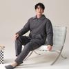 Pijama para Hombre Invierno Forro Polar Coral Tres Capas Acolchado con Plumón Espesado Ropa de Casa Franela Otoño e Invierno para Hombre