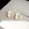Pendientes de Flor Blanca de Leche Dulce Franceses Elegantes Elegantes Elegantes Pendientes de Goteo de Aceite Tridimensionales Estilo Coreano Moda Pendientes de Sentido de Gama Alta