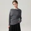 Novo suéter de caxemira assimétrico de um ombro com gola redonda, estilo morcego, para outono e inverno feminino, caimento solto, emagrecimento, adequado como peça de base