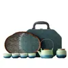 Juego de Té Kung Fu Portátil para Viaje con Bandeja de Té, Recipiente para Té, Juego en Caja de Regalo, Regalo Conmemorativo Souvenir de Alta Gama y Práctico, Personalizable
