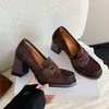 Zapatos Mary Jane de tacón alto para mujer, mocasines retro de tacón grueso, slip-on, de cuero, para ir al trabajo