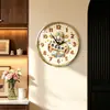 Reloj de pared "Gong Xi Fa Cai" estilo crema, Dios de la Riqueza que trae fortuna, reloj silencioso artístico creativo para la sala de estar, reloj a prueba de polvo sin taladro