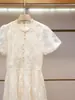Vestido de Verão Novo de Alta Qualidade para Mulheres em Shenzhen, Estilo Francês Chique, Design com Senso de Temperamento, Patchwork de Renda, Manga Curta