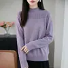 Suéter de punto jacquard hueco de otoño e invierno nuevo transfronterizo de cuello medio alto para mujer, ropa de mujer holgada y elegante de manga larga