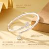 Pulsera de Plata Esterlina Bambú Loto Pie Plata 9999 Levántate y Levántate Paz Nicho Pulsera Regalo de San Valentín para Novia
