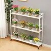 Estante de Ferro Estilo Escada de Múltiplos Andares para Piso, com Rodas, Adequada para Plantas em Vasos e Folhagens de Jardim