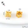 Esperando el Dorado Arenisca Duradero Incrustado con Diamantes Flor de Loto Agujero Pasante Flor de Loto Separador de Mesa Accesorios para Joyería DIY Agujero Pasante para Mujeres