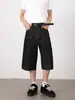 Nirben Denim Retro Americano Streetwear Jeans para Hombre Marca de Moda Pantalones Cropped Rectos Holgados Lavados de Longitud Media