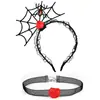 Set de Diadema y Collar para Halloween, Diadema de Telaraña, Accesorios Festivos para Fiesta, Pasadores, Accesorios Populares para el Cabello para Tomar Fotos