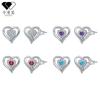 Brincos de Prata 925 com Pino, Novo Estilo Transfronteiriço, Coração Cravejado de Diamantes para Mulheres, Brincos Fashionáveis e Exquisitos, Versáteis e com Alta Retenção de Cor