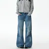 Jeans juveniles color naranja # estilo americano de calle, plisados lavados de pierna ancha para mujer, corte holgado, adelgazantes, modernos y versátiles, pantalones de largo completo