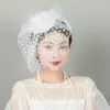 Fornecimento Direto da Fábrica Headdress Véu Cobertura Facial para Noiva Europeia e Americana Acessórios Cheongsam da Velha Xangai Chapéu de Copa Clássico com Pena
