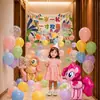 Decoración de Escena de Lluvia de Globos de Feliz Cumpleaños Infantil Fondo para Fiesta de Cumpleaños Número 23 para Niños y Niñas
