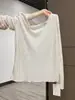 Camiseta básica de manga larga, transparente, color albaricoque otoñal, con escote en V para mujer, delgada, para cubrir del aire acondicionado, holgada, top de alta gama
