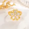 Nuevo Anillo de Diamante con Disco de Flor de Cinco Pétalos Multicolor, Mismo Estilo que la Celebridad de Internet, Lujo Ligero Transfronterizo, Gama Alta, Exquisito, Moderno, para el Día a Día y Versátil