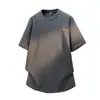 Camiseta Blanca de Verano Nueva para Hombre de Marca de Moda Texturizada Estilo Americano Holgado Ropa para Adolescentes Camiseta Fresca de Manga Corta