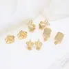 Base para Brinco Ouro 14K Borboleta Coroa Flor Quadrado Pingente Micro-incrustado Zircônia Sintética Base para Brinco DIY Acessórios de Joia Feitos à Mão