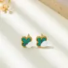 Joyería de Acero Inoxidable de Trébol de Cuatro Hojas Transfronteriza para Mujer, Pendientes Simples de Lujo Ligero, Pendientes Pequeños y Exquisitos de Acero de Titanio de 9 mm