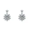 Aretes de Copo de Nieve con Circonita Plateados para Mujer 2025 Nuevo Estilo Pendientes de Lujo de Gama Alta Adecuados para Invierno, Aretes Muy Hermosos