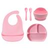 Set de 5 Platos Semircirculares de Silicona con Ventosa, Plato de Cena de Silicona de Grado Alimenticio, Tazón para Comida de Bebé, Vajilla para Alimentación Infantil