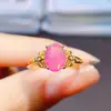 Anillo de Ópalo Rosa Natural Popular al por Mayor de Fábrica Plata S925 Incrustado Piedra Principal 6*9 Joyería de Lujo Venta Directa de Fábrica