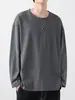 Camiseta Longa Fashionável para Homens, Primavera, Outono e Inverno Estilo Básico Casual Roupa de Baixo Tendência Gola Redonda Top Masculino Camisa Camada Base
