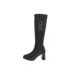 Otoño/Invierno 2026 Nuevas Botas Largas Elegantes de Moda Francesa para Mujer, Tacón Alto Cuadrado, Punta Redonda Pequeña, Hebilla, Sexy, Hermosa