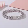 Pulseira de Hip-Hop Masculina Transfronteiriça Europeia e Americana Moissanita 1 Quilate Açúcar Cristal Pulseira de Prata Esterlina Marca Tendência Pulseira Personalizada Atacado