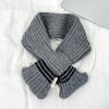 Bufanda Cruzada a Rayas y Bloques de Color Gorro de Invierno Estilo Coreano Estilo Rombo Conjunto Versátil y Cálido de Gorro de Lana para Niños y Niñas