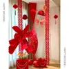 Decoração de Casamento Tira Longa Caractere Xi Flor Puxada Decoração Suspensa Arranjo do Quarto de Casamento Quadrado Masculino e Feminino Teto de Fundo de Casa Nova Pingente Suspense
